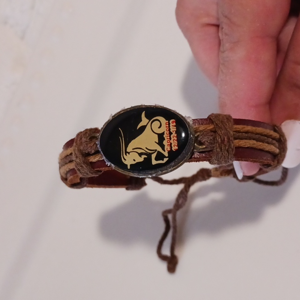 Hand Crafted Leather Capricorn Bracelet